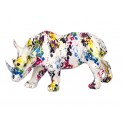 Statuette Design : Le Rhinocéros multicolore, Collection Ubik, L 21 cm