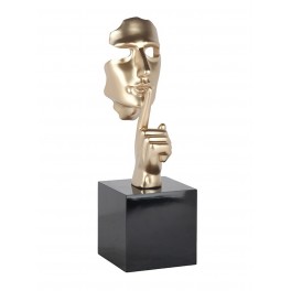 Sculpture Design Résine : Indiscrétion, Mod Argent brillant, H 57 cm