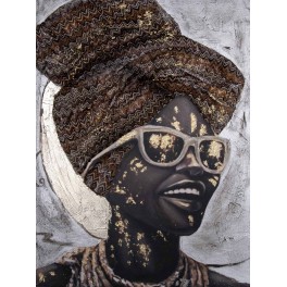 Tableau Africaine : Tribute to African Woman 5, H 80 cm