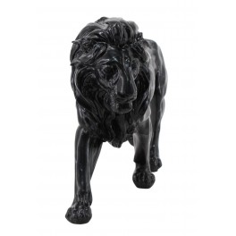 Sculpture Résine Design : Grand lion Noir Marbre, L 42 cm