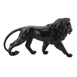 Sculpture Résine Design : Grand lion Noir Marbre, L 42 cm