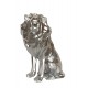 Grande Sculpture Lion Rugissant, Modèle Origami Gris Argent, H 41 cm