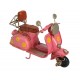 Mini Scooter Vespa Métal, Modèle Vintage Rose Flower Power, L 11 cm