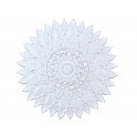 Déco murale Bois Blanc sculpté, Mandala Floral et Céruse, H 70 cm