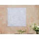 Déco murale Bois Blanc sculpté, Mandala Floral et Céruse, H 50 cm