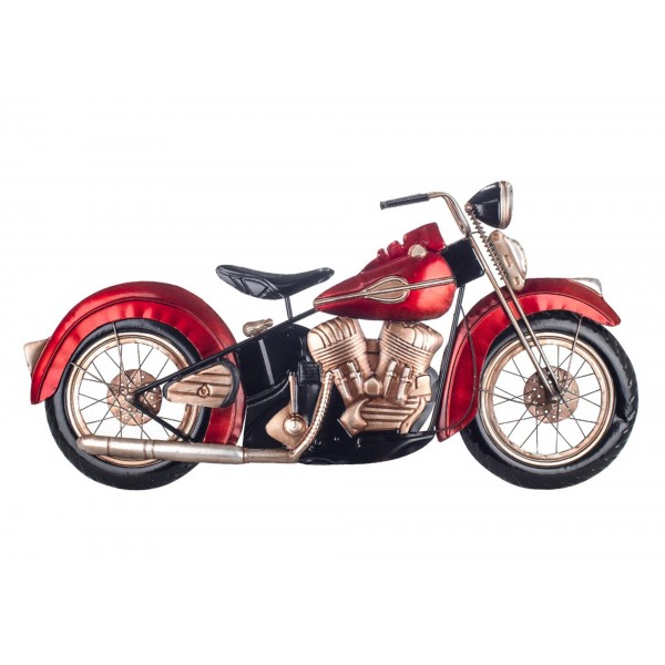 Déco murale métal : Moto Harley Davidson Rouge, L 96 cm