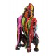 Figurine Gorille Noir, Modèle Pop Art et Coulées de peinture, H 24 cm