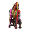 Figurine Gorille Noir, Modèle Pop Art et Coulées de peinture, H 24 cm
