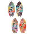 Set 4 magnets Frigo : Planche de Surf et Geckos Multicolores, H 10 cm