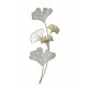 Décoration Métal : Feuilles de Gingko Biloba, Blanc et Doré, H 61 cm