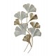 Déco Florale : Bouquet 8 Feuilles de Ginkgo Biloba, Or et Blanc, H 91 cm