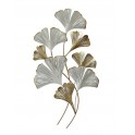 Déco Florale : Bouquet 8 Feuilles de Ginkgo Biloba, Or et Blanc, H 91 cm