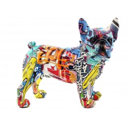 Statuette Chien XL : Le Bouledogue, Finition Argent, H 62 cm