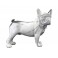 Statuette Résine contemporaine Bouledogue Français, Gris et Blanc Marbré, L 23 cm