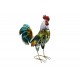 Figurine Jardin Fer : Coq Jaune et Vert métallisé, H 40 cm