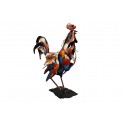 Décoration Animal Métal : Grand Coq Design Rouge, H 56 cm