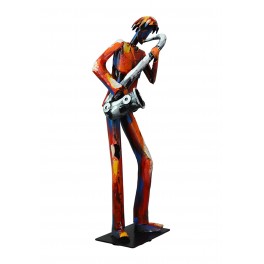 Sculpture Musique Métal : Le Saxophoniste, Finition Multicolore, H 50 cm
