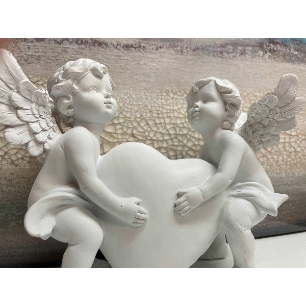 Déco en Résine : Anges & Cœur, L 20 cm