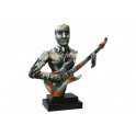 Sculpture Musique : Buste Guitariste Argent, Multicolore, H 71 cm