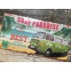 Déco murale Vintage. Plaque Combi vert "Surf Paradise : Best holidays", L 60 cm