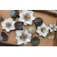 Déco Murale métal XL : Fleurs Blanches & Feuilles de Lotus, L 100 cm