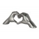 Sculpture Design Résine : Coeur Passion, Argent Satin, L 41 cm