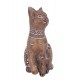 G&S Figurine Chat Assis Bali, Aspect Bois et Motifs stylisés, H 14 cm