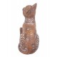 G&S Figurine Chat Assis Bali, Aspect Bois et Motifs stylisés, H 14 cm