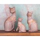 Figurine Chat Assis Bali, Aspect Bois et Motifs stylisés, H 24,5 cm