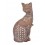 Figurine Chat Assis Bali, Aspect Bois et Motifs stylisés, H 24,5 cm