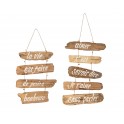 Set 2 Décoration en bois Flotté, Amour et Bonheur, H 46 cm