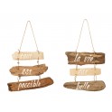 Set 2 Décoration en bois Flotté, Amour et Bonheur, H 46 cm