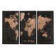 Set 3 Tableaux Bois : Grand Planisphère The World, L 180 cm