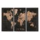 Set 3 Tableaux Bois : Grand Planisphère The World, L 180 cm