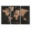Set 3 Tableaux Bois : Grand Planisphère The World, L 180 cm
