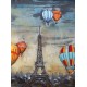 Tableau Métal 3D : Montgolfières dans le ciel de Paris, L 140 cm