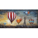 Tableau Métal 3D : Montgolfières dans le ciel de Paris, L 140 cm