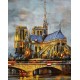 Tableau Métal 3D : Coucher de soleil sur Notre Dame de Paris, L 120 cm
