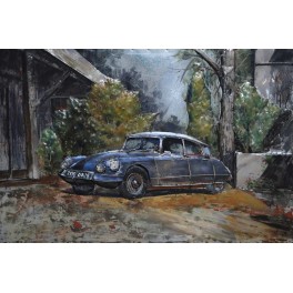 Tableau Métal 3D XL : La Citroen DS Noire, L 120 cm