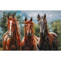 Tableau Métal 3D : Trois Chevaux au près 2 , L 120 cm