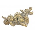 Figurine décorative Dragon chinois doré, Inspiration d'Asie, L 43 cm