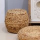 Tabouret Pouf en Jacinthe d'eau tressée, Fibres Naturelles, Diamètre 43 cm