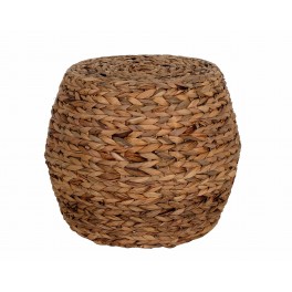 Tabouret Pouf en Jacinthe d'eau tressée, Fibres Naturelles, Diamètre 43 cm