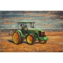 Tableau Métal 3D : Le Tracteur John Deere en moisson, L 120 cm