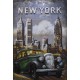 Tableau Métal 3D : Auto rétro New York, H 120 cm