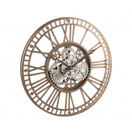 Horloge Industrielle murale, Engrenages, Gris et Grège, H 60 cm
