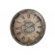 Horloge Industrielle & Engrenages, Mod Gris et Marron, H 80 cm