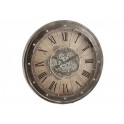 Horloge Industrielle & Engrenages, Mod Gris et Marron, H 80 cm
