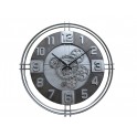 Horloge Industrielle murale, Cadran et Engrenages Gris, H 60 cm