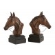 Serre-Livres Grands Chevaux Marrons et Noirs, H 28 cm